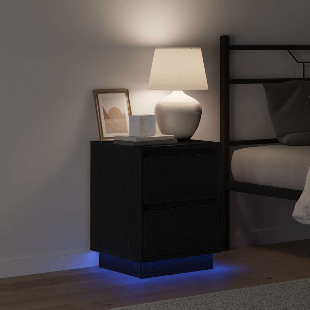 vidaXL Szafka Nocna z szufladą 2 pcs Czarny Dąb 39 x 34,5 x 50 cm