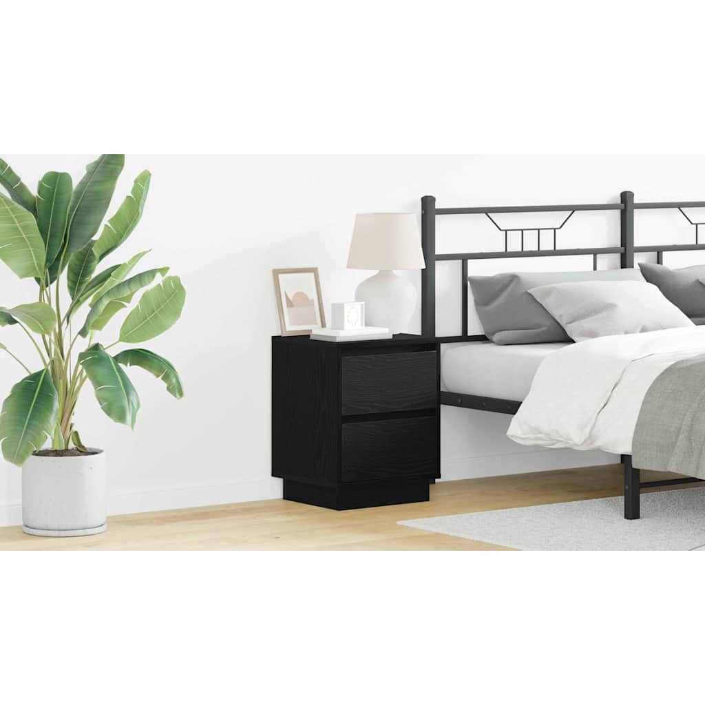 vidaXL Szafka Nocna z szufladą 2 pcs Czarny Dąb 39 x 34,5 x 50 cm