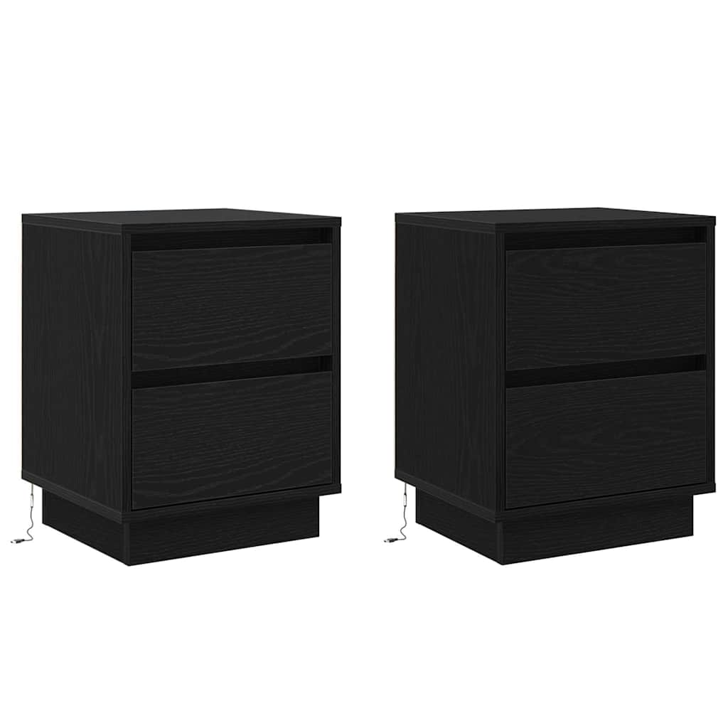 vidaXL Szafka Nocna z szufladą 2 pcs Czarny Dąb 39 x 34,5 x 50 cm