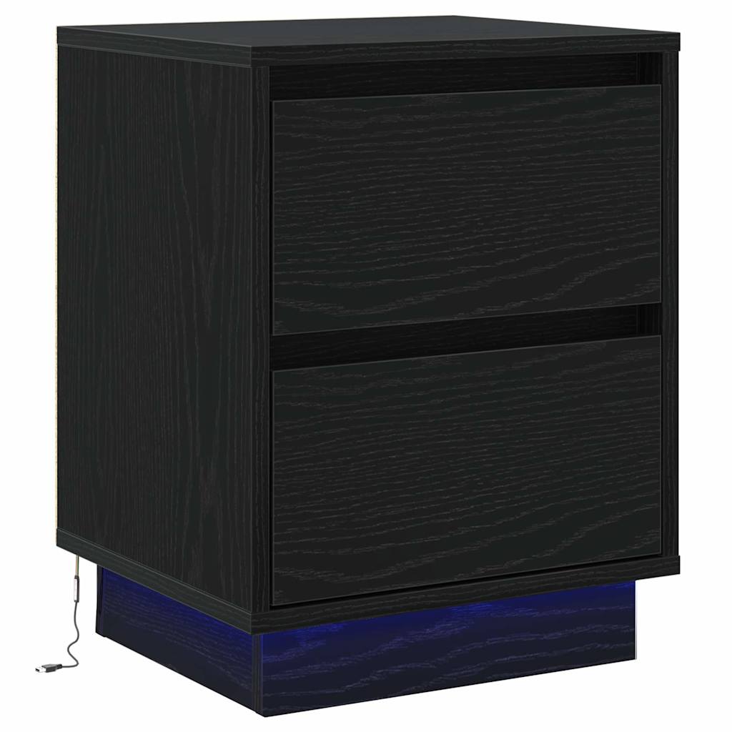 vidaXL Szafka Nocna z szufladą 2 pcs Czarny Dąb 39 x 34,5 x 50 cm