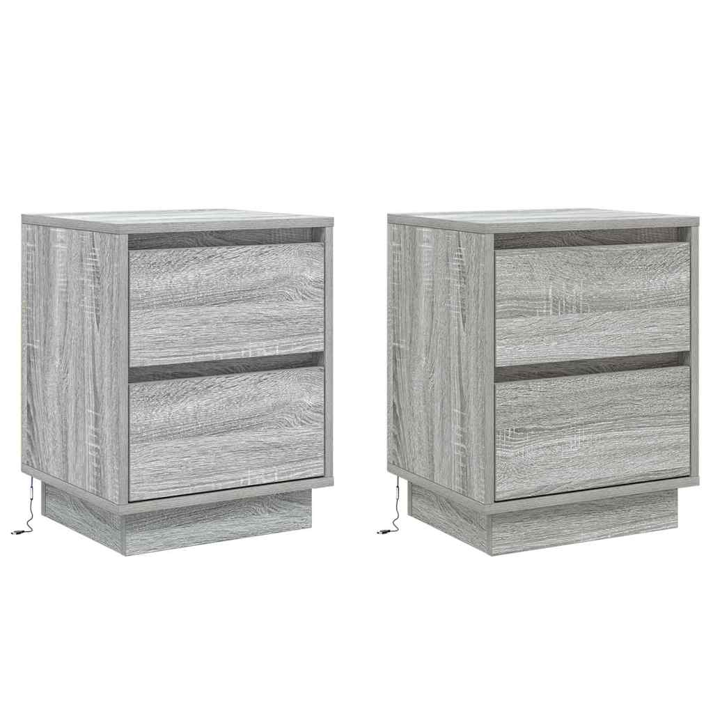 vidaXL Szafka Nocna z szufladą 2 pcs Szary 39 x 34,5 x 50 cm