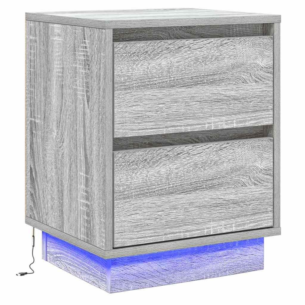 vidaXL Szafka Nocna z szufladą 2 pcs Szary 39 x 34,5 x 50 cm