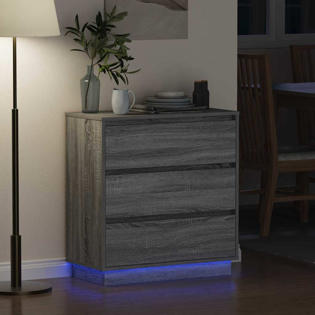 vidaXL Szafka Nocna Szary 71 x 34,5 x 75 cm Materiał drewnopochodny