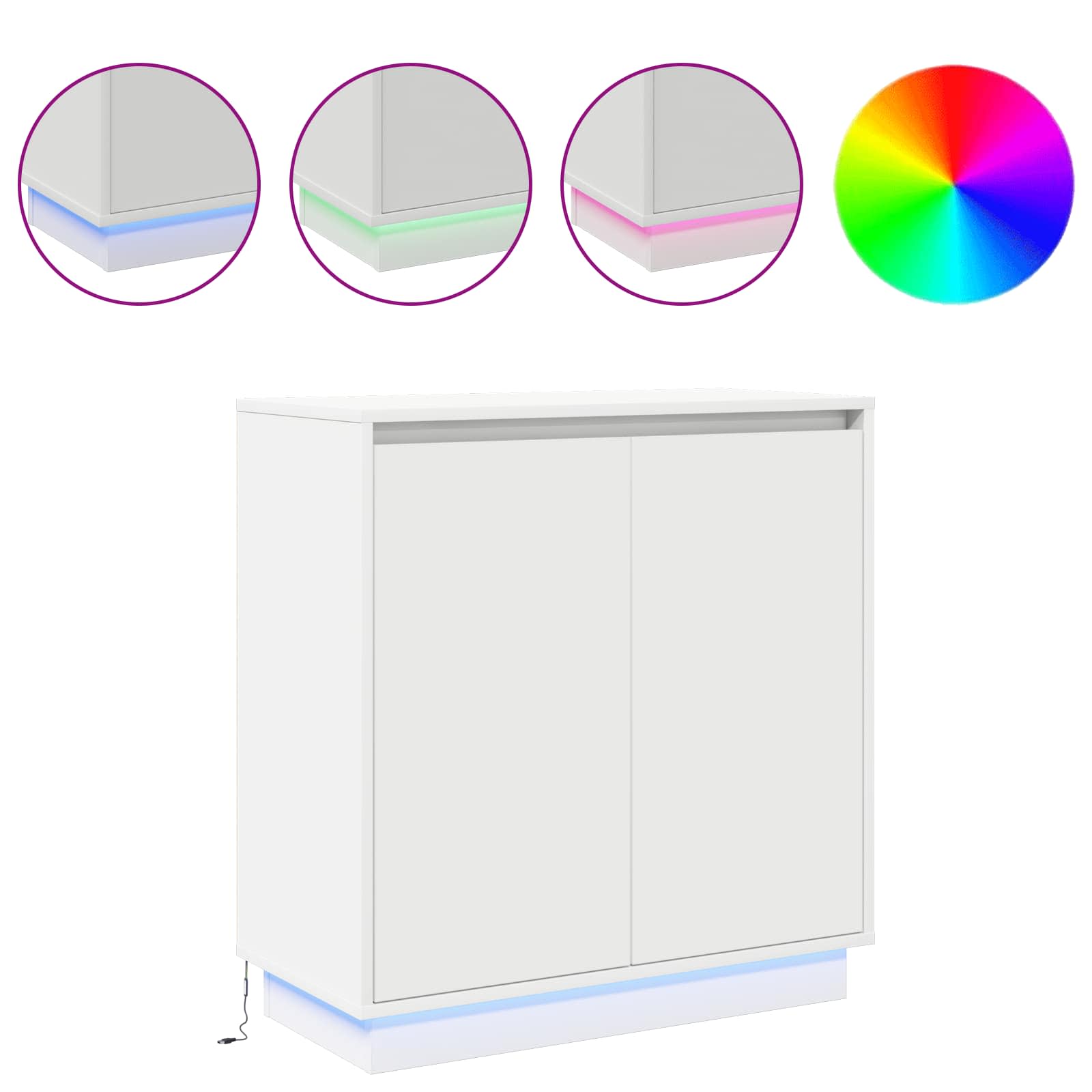 vidaXL Komoda LED dla Biały 71 x 34,5 x 75 cm Materiał drewnopochodny