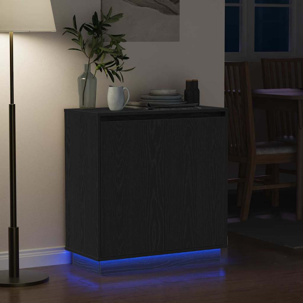 vidaXL Bufet Czarny Dąb 71 x 34.5 x 75 cm Materiał drewnopochodny
