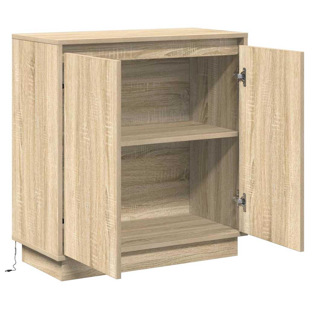 vidaXL Komoda LED dąb Sonoma 71 x 34,5 x 75 cm Materiał drewnopochodny