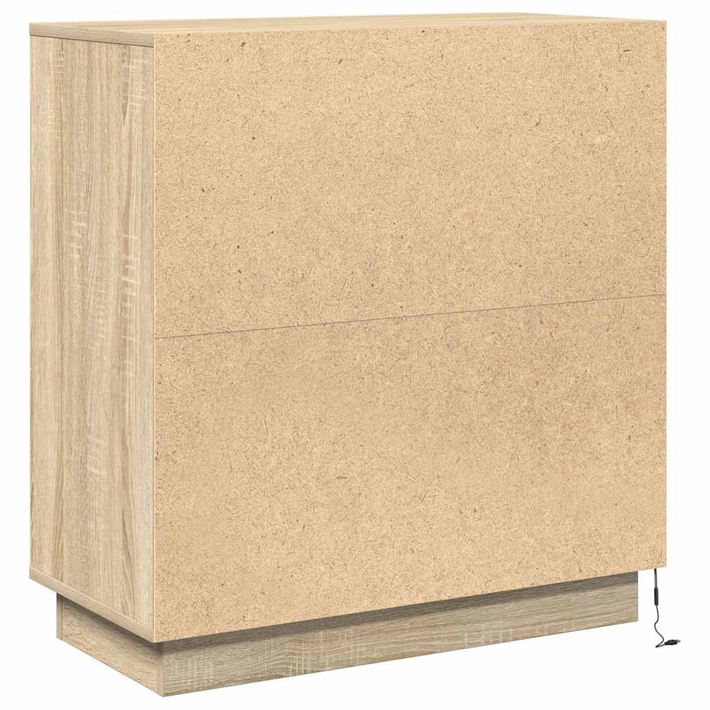 vidaXL Komoda LED dąb Sonoma 71 x 34,5 x 75 cm Materiał drewnopochodny