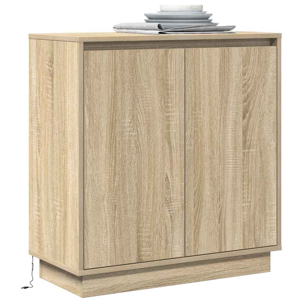 vidaXL Komoda LED dąb Sonoma 71 x 34,5 x 75 cm Materiał drewnopochodny
