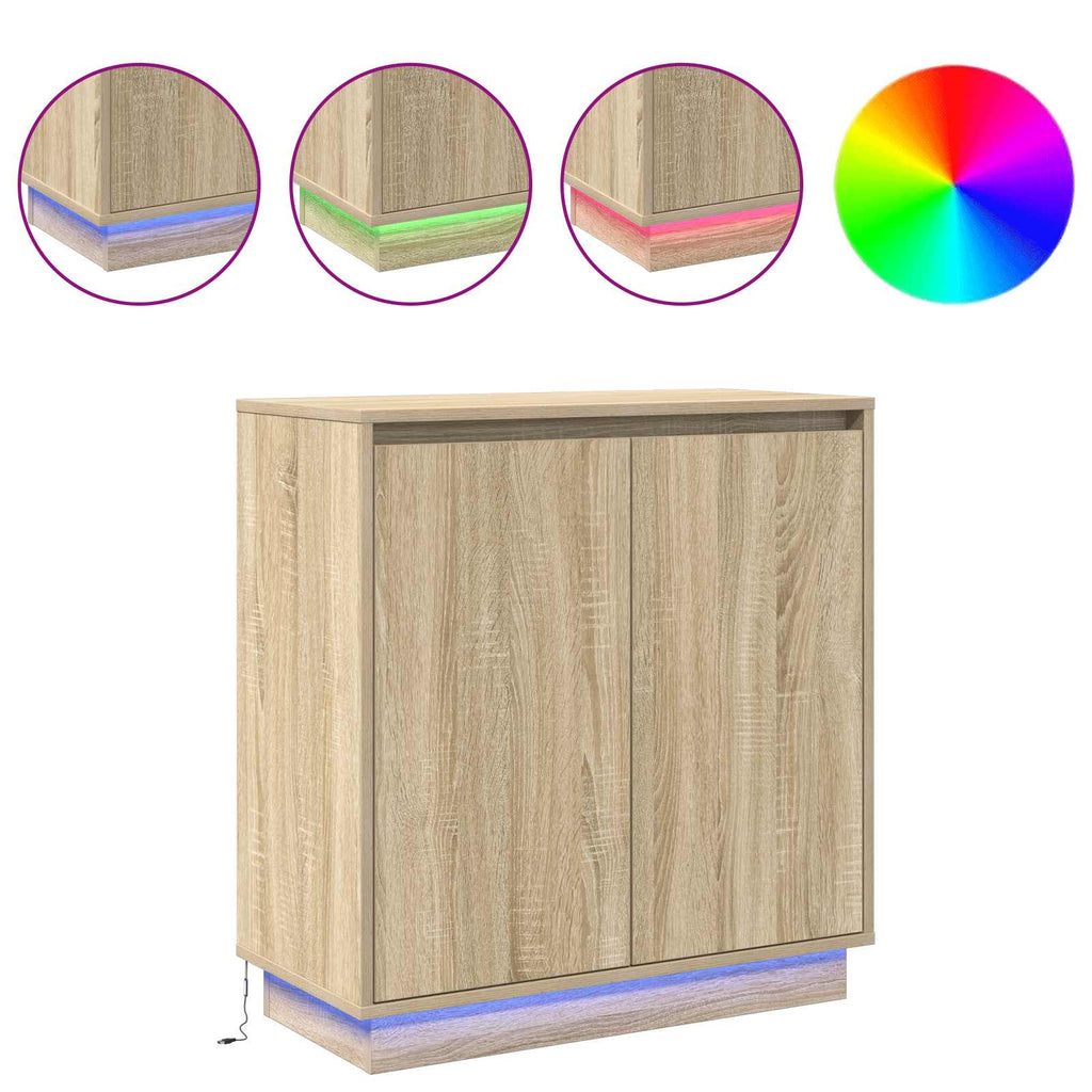 vidaXL Komoda LED dąb Sonoma 71 x 34,5 x 75 cm Materiał drewnopochodny