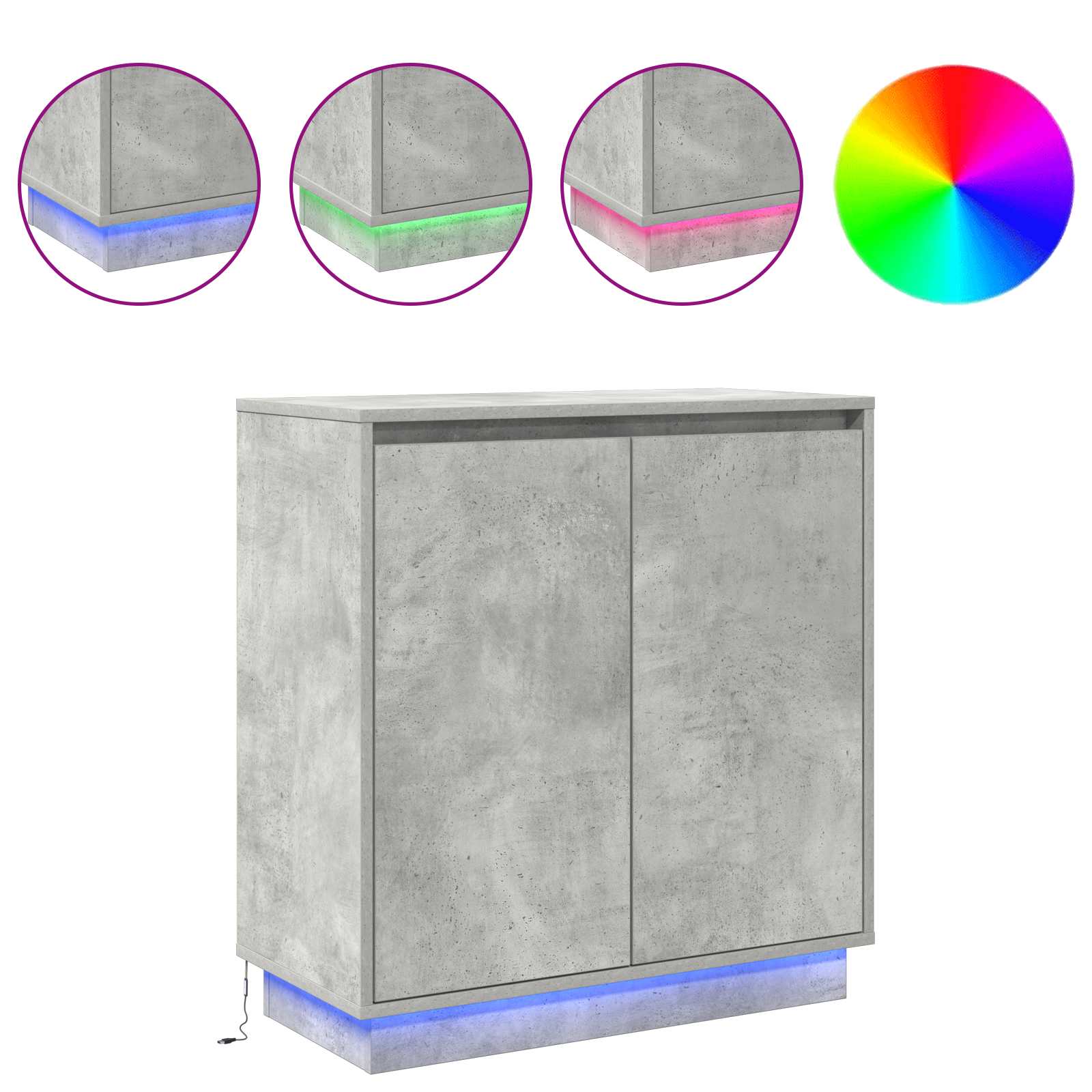vidaXL Komoda LED Betonowy szary 71 x 34,5 x 75 cm