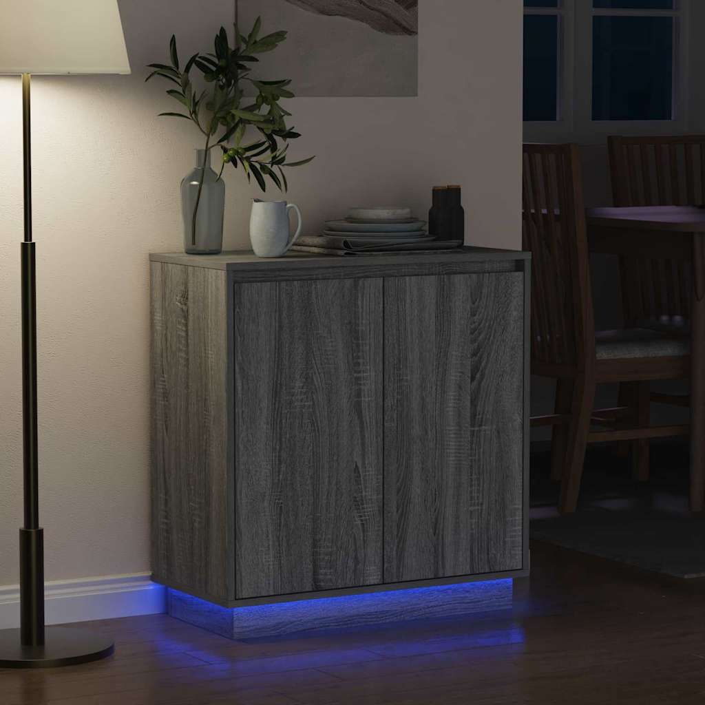 vidaXL Komoda LED Szary Sonoma 71 x 34,5 x 75 cm