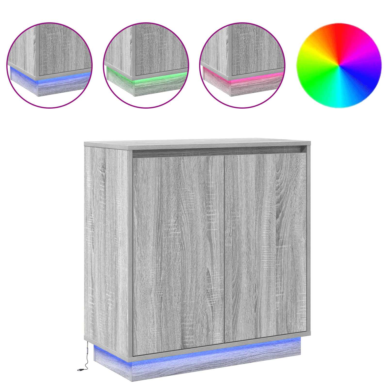 vidaXL Komoda LED Szary Sonoma 71 x 34,5 x 75 cm