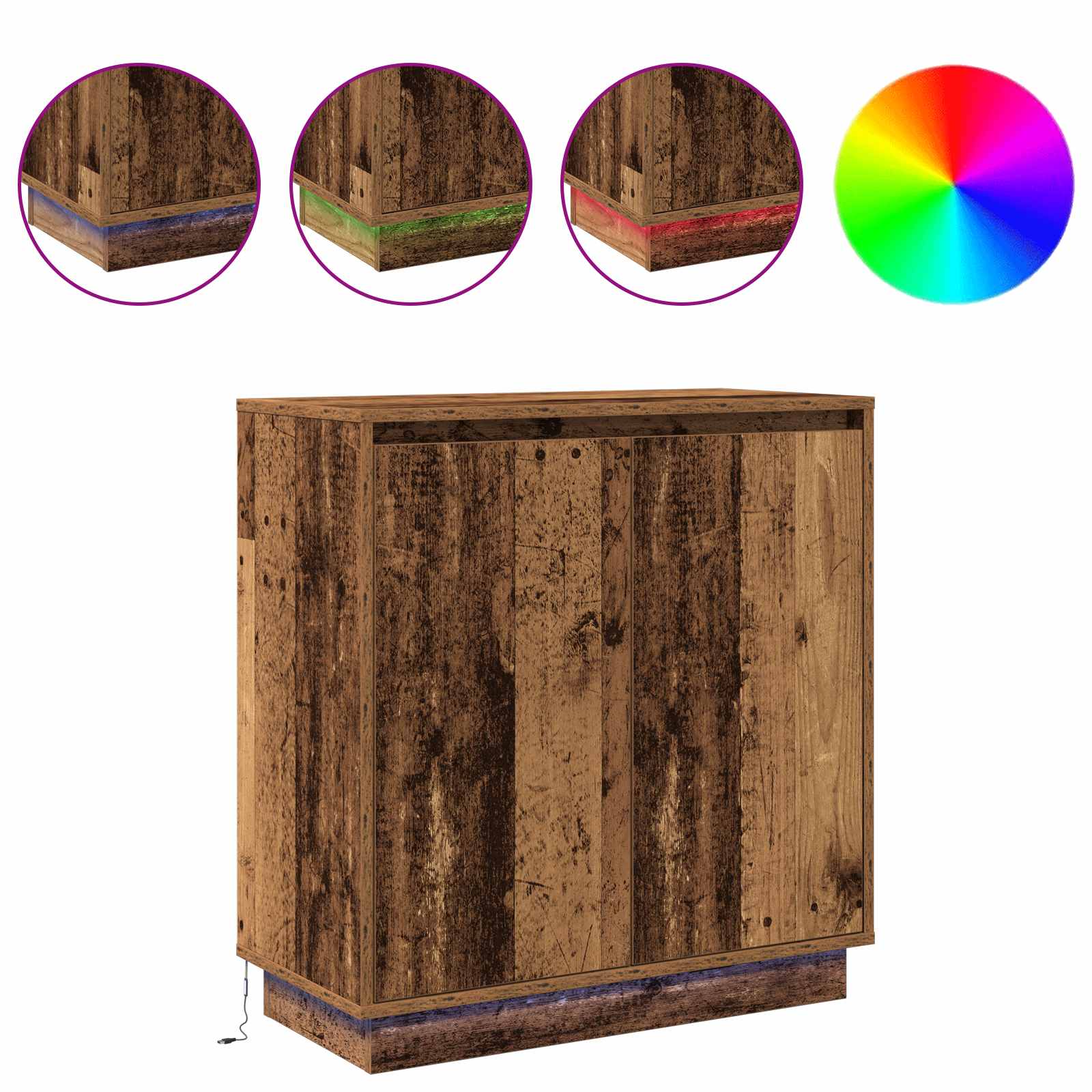 vidaXL Komoda LED Stare drewno 71 x 34,5 x 75 cm