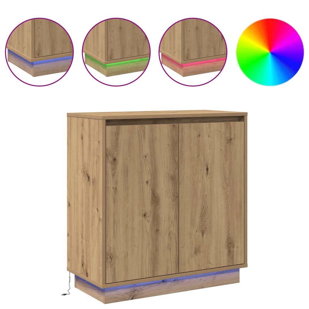 vidaXL Komoda LED Dąb artisan 71 x 34,5 x 75 cm