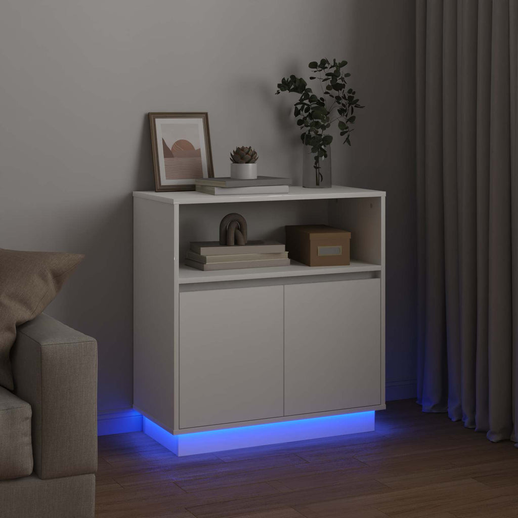 vidaXL Komoda LED Biały 71 x 34,5 x 75 cm Materiał drewnopochodny