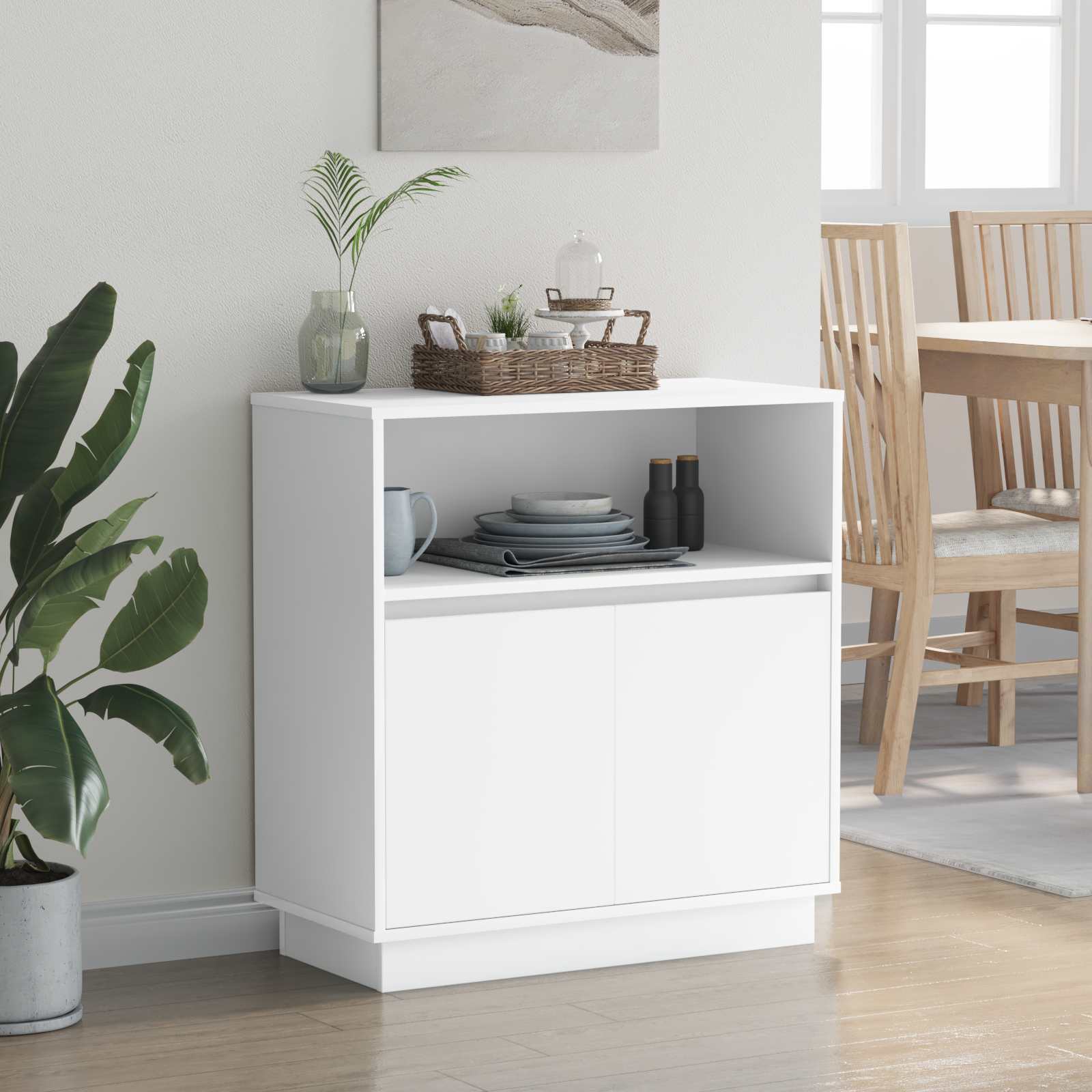 vidaXL Komoda LED Biały 71 x 34,5 x 75 cm Materiał drewnopochodny