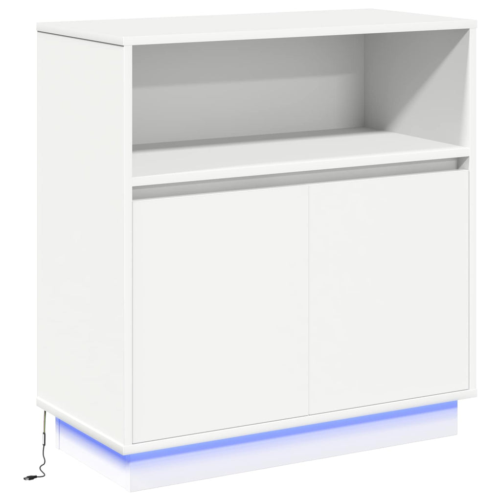 vidaXL Komoda LED Biały 71 x 34,5 x 75 cm Materiał drewnopochodny