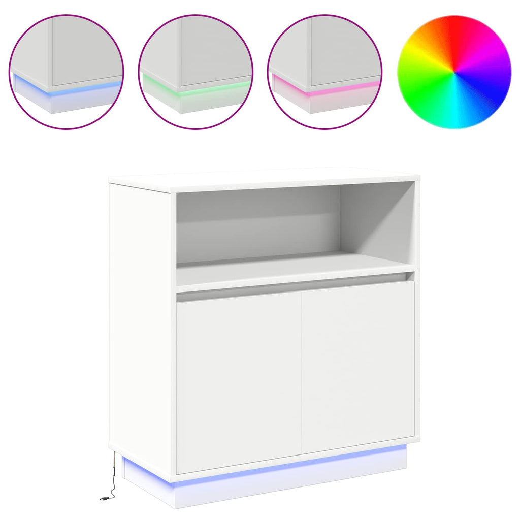 vidaXL Komoda LED Biały 71 x 34,5 x 75 cm Materiał drewnopochodny