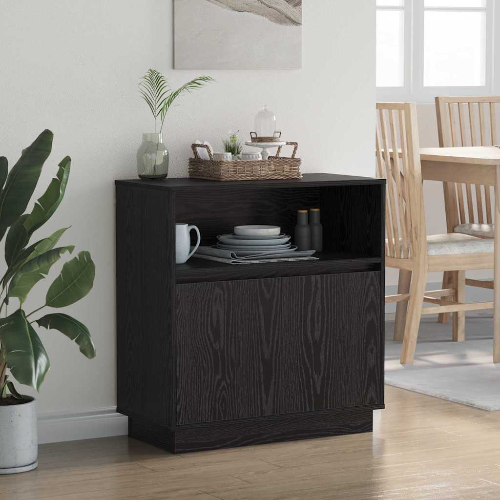 vidaXL Komoda LED Czarny Dąb 71 x 34,5 x 75 cm Materiał drewnopochodny