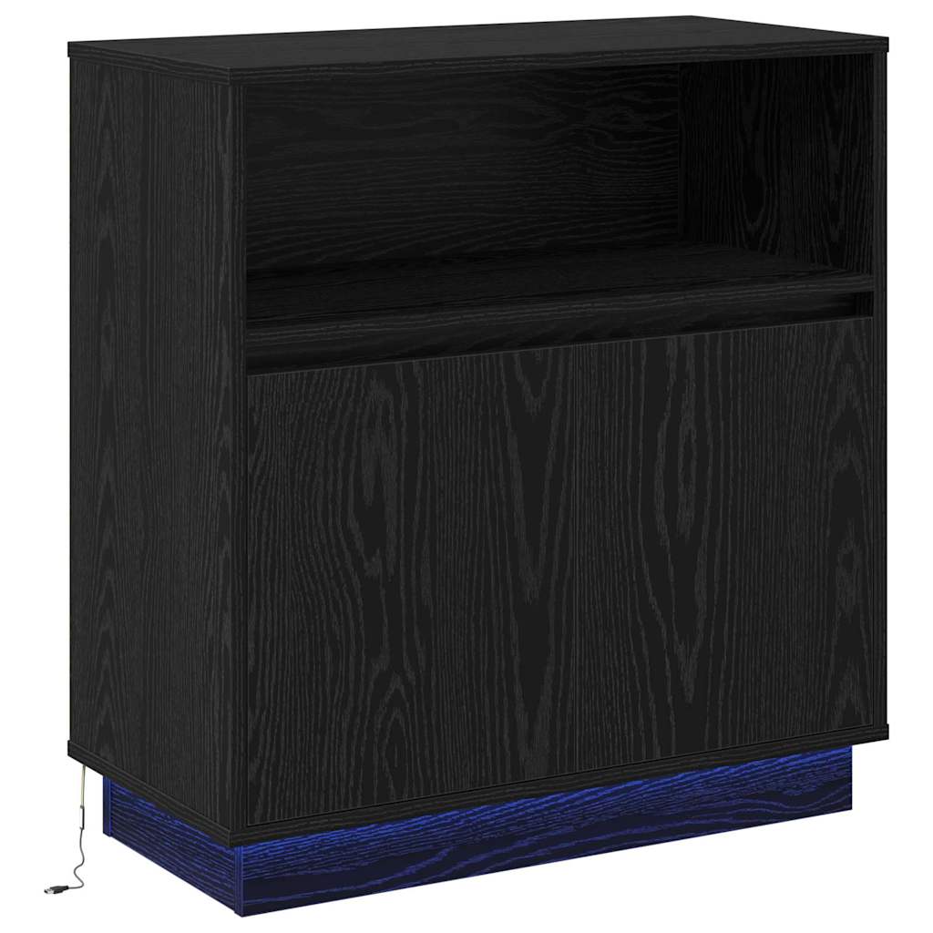 vidaXL Komoda LED Czarny Dąb 71 x 34,5 x 75 cm Materiał drewnopochodny