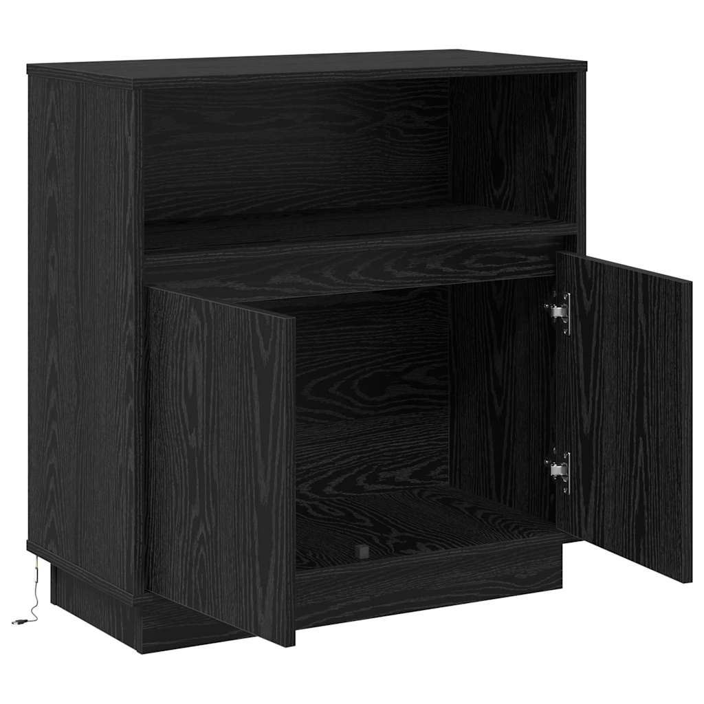 vidaXL Komoda LED Czarny Dąb 71 x 34,5 x 75 cm Materiał drewnopochodny