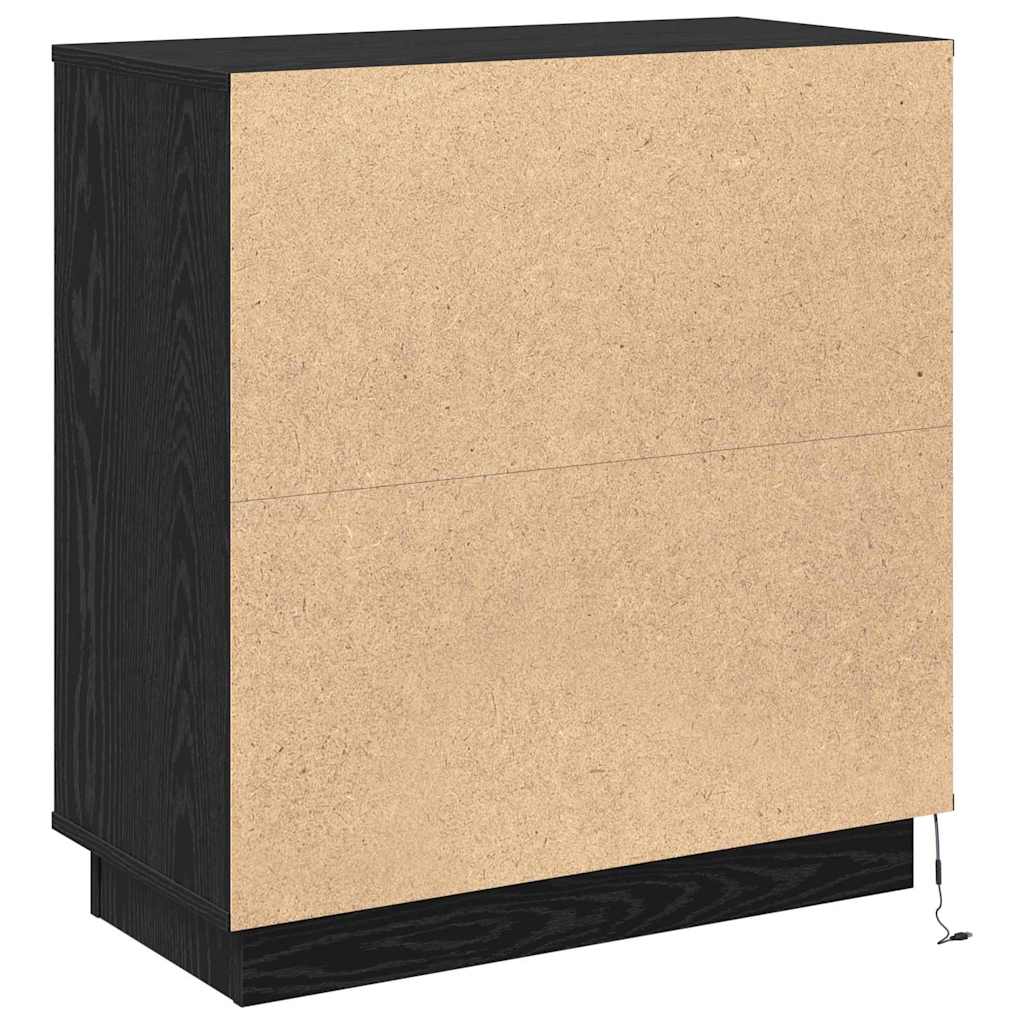 vidaXL Komoda LED Czarny Dąb 71 x 34,5 x 75 cm Materiał drewnopochodny