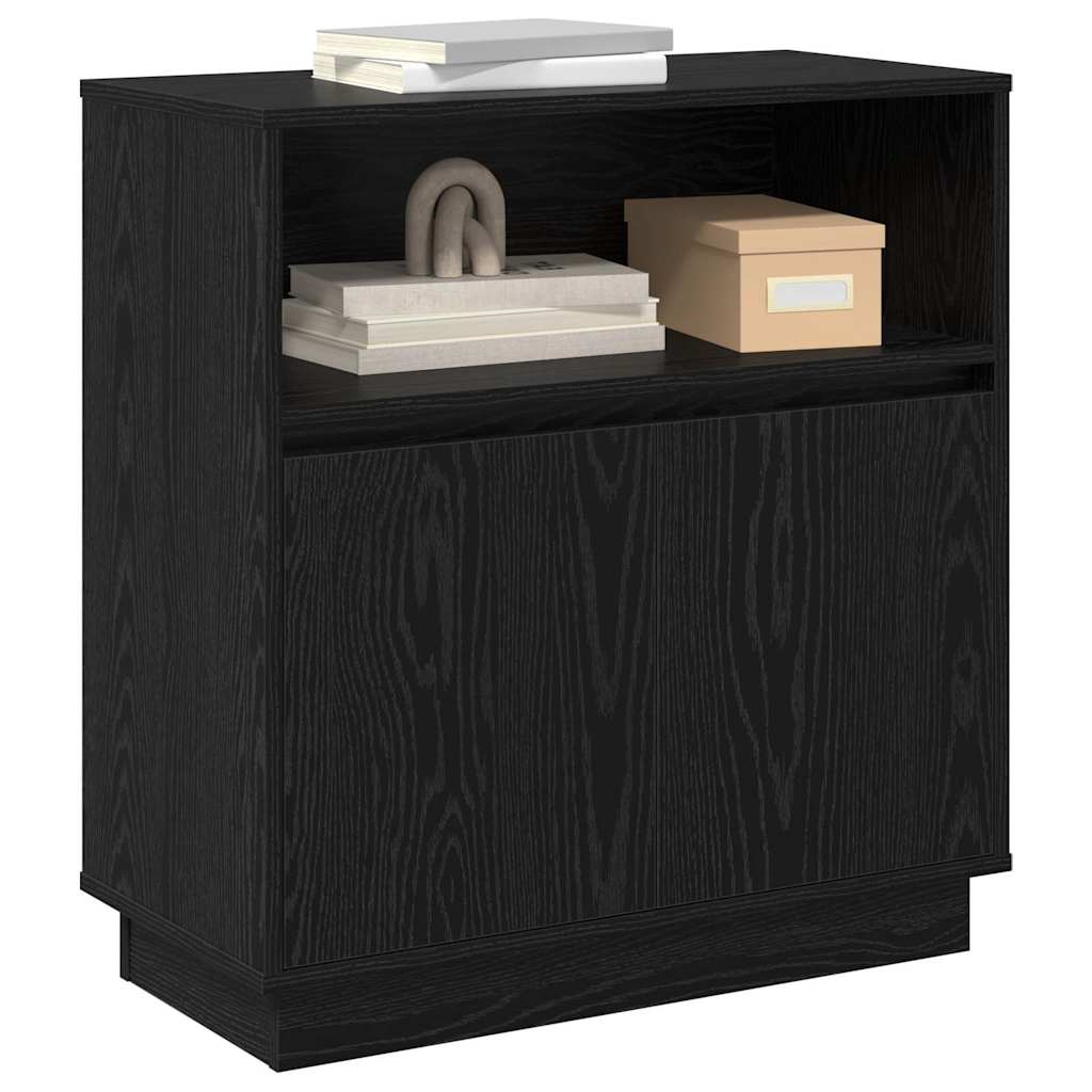 vidaXL Komoda LED Czarny Dąb 71 x 34,5 x 75 cm Materiał drewnopochodny