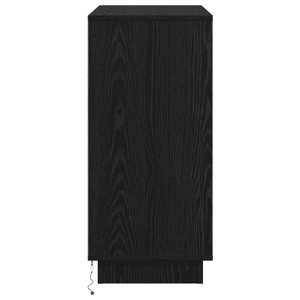 vidaXL Komoda LED Czarny Dąb 71 x 34,5 x 75 cm Materiał drewnopochodny