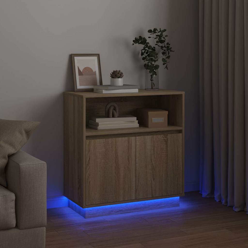 vidaXL Komoda LED Dąb Sonoma 71 x 34,5 x 75 cm Materiał drewnopochodny