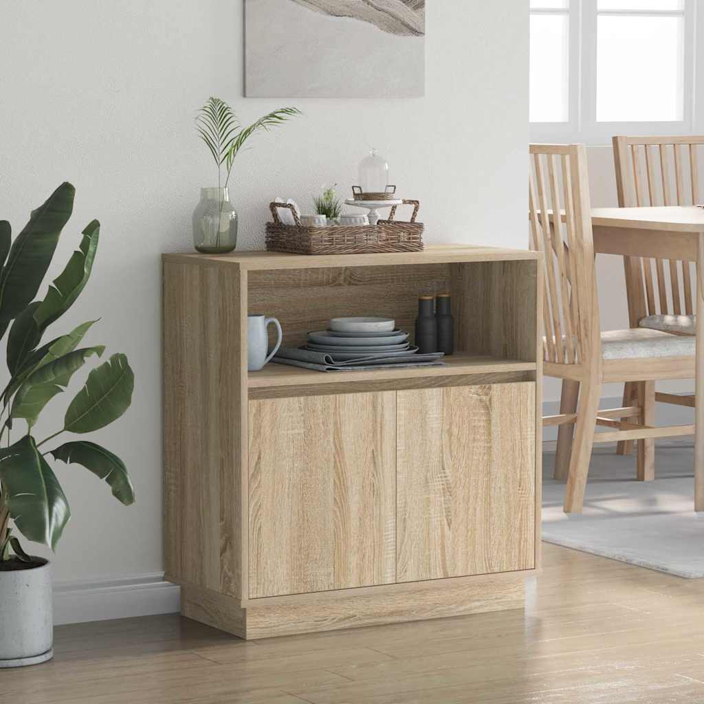 vidaXL Komoda LED Dąb Sonoma 71 x 34,5 x 75 cm Materiał drewnopochodny