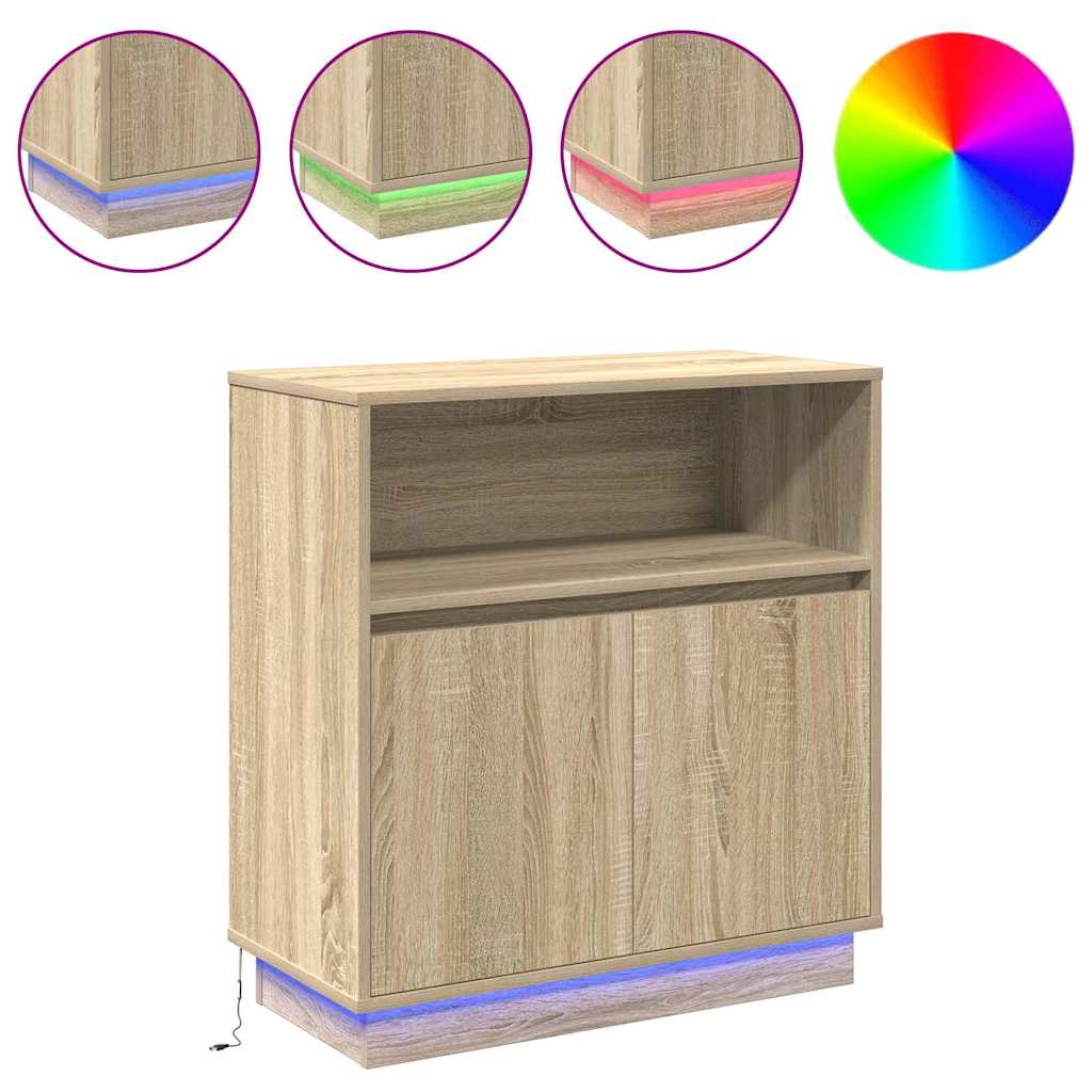 vidaXL Komoda LED Dąb Sonoma 71 x 34,5 x 75 cm Materiał drewnopochodny