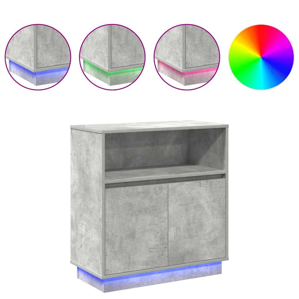 vidaXL Komoda LED Ze LED Lights Betonowy szary 71 x 34,5 x 75 cm