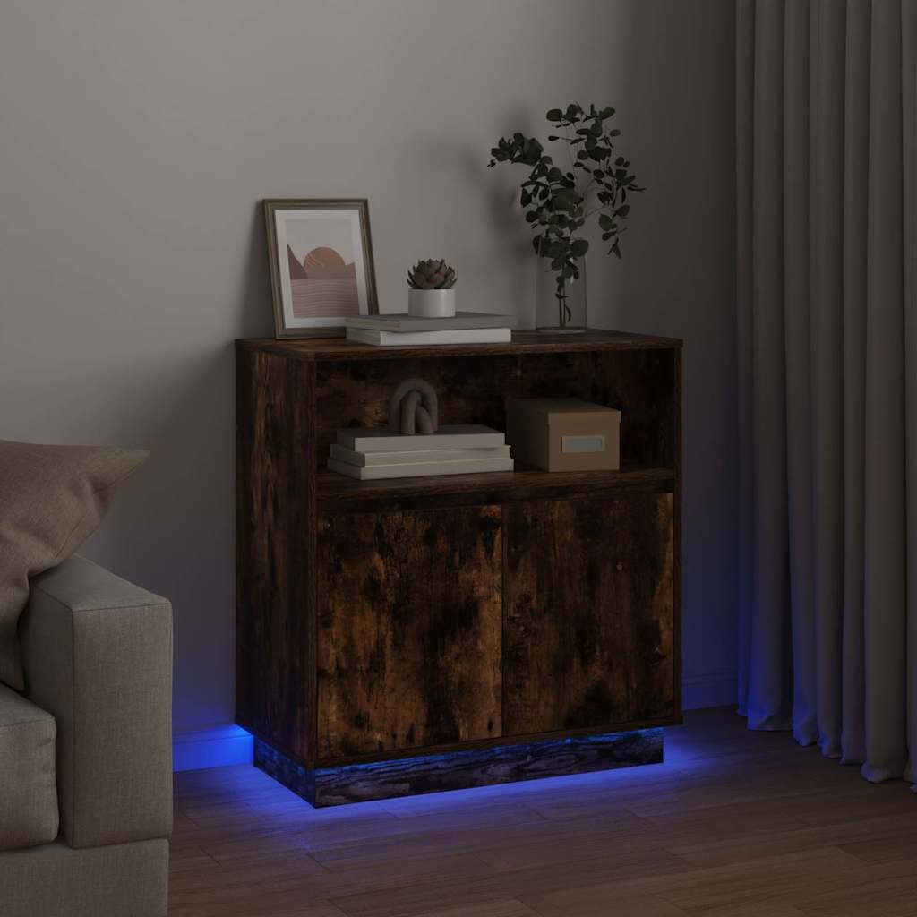 vidaXL Komoda LED Ze LED Lights Dąb wędzony 71 x 34,5 x 75 cm