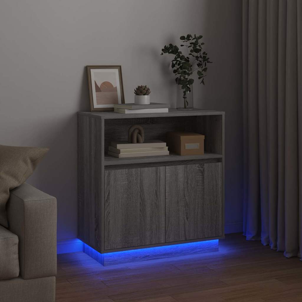 vidaXL Komoda LED Ze LED Lights Szary Sonoma 71 x 34,5 x 75 cm