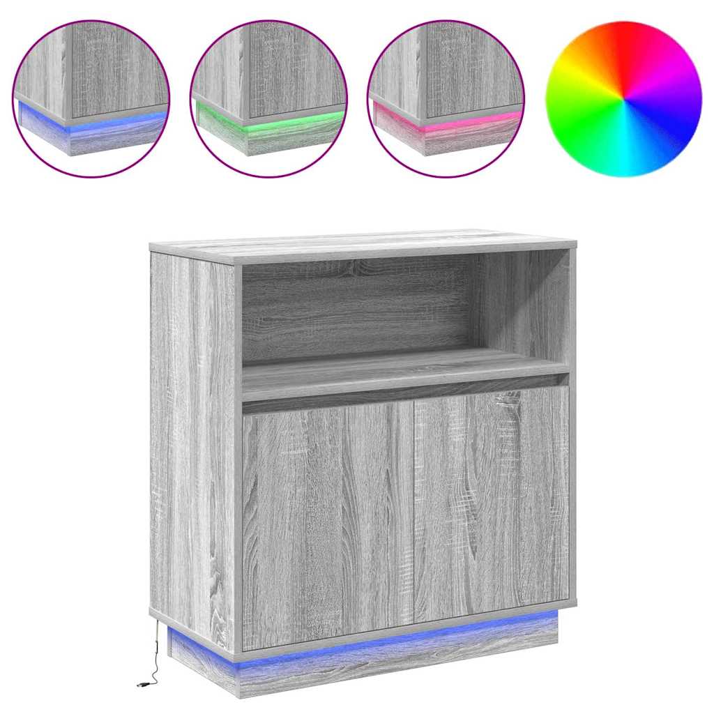 vidaXL Komoda LED Ze LED Lights Szary Sonoma 71 x 34,5 x 75 cm