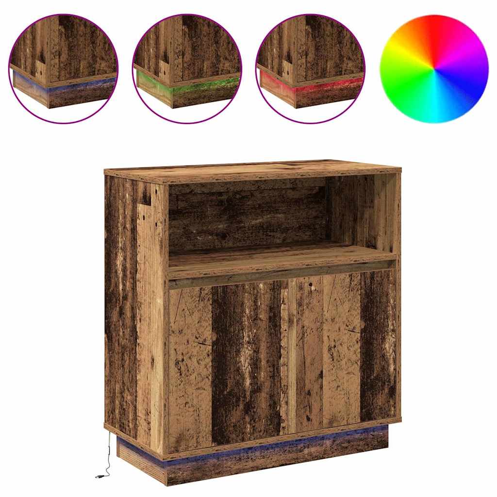 vidaXL Komoda LED Ze LED Lights Stare drewno 71 x 34,5 x 75 cm