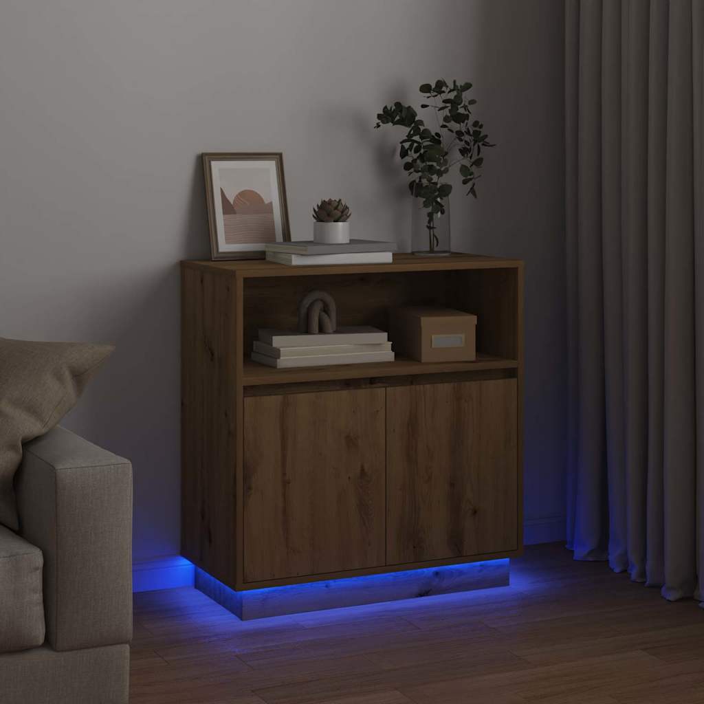 vidaXL Komoda LED Ze LED Lights Dąb rzemieślniczy 71 x 34,5 x 75 cm