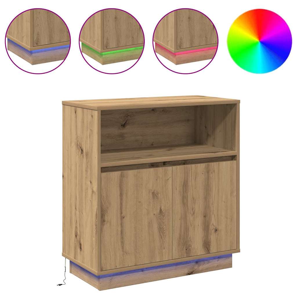 vidaXL Komoda LED Ze LED Lights Dąb rzemieślniczy 71 x 34,5 x 75 cm