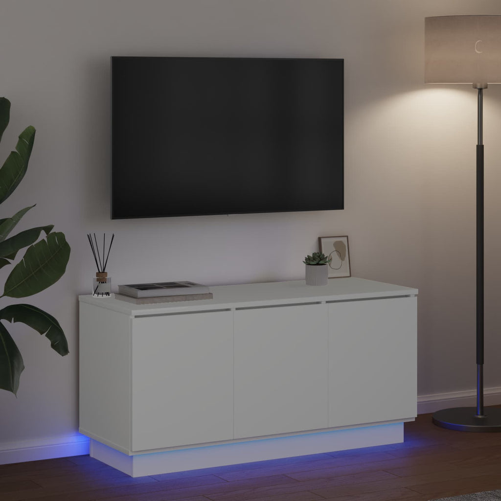 vidaXL Szafka pod telewizor Ze LED Lights Biały 100 x 38 x 49 cm