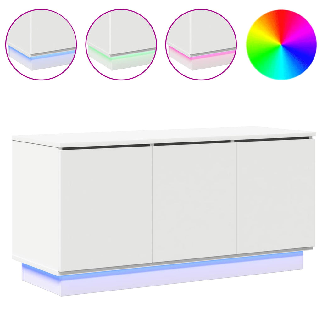 vidaXL Szafka pod telewizor Ze LED Lights Biały 100 x 38 x 49 cm