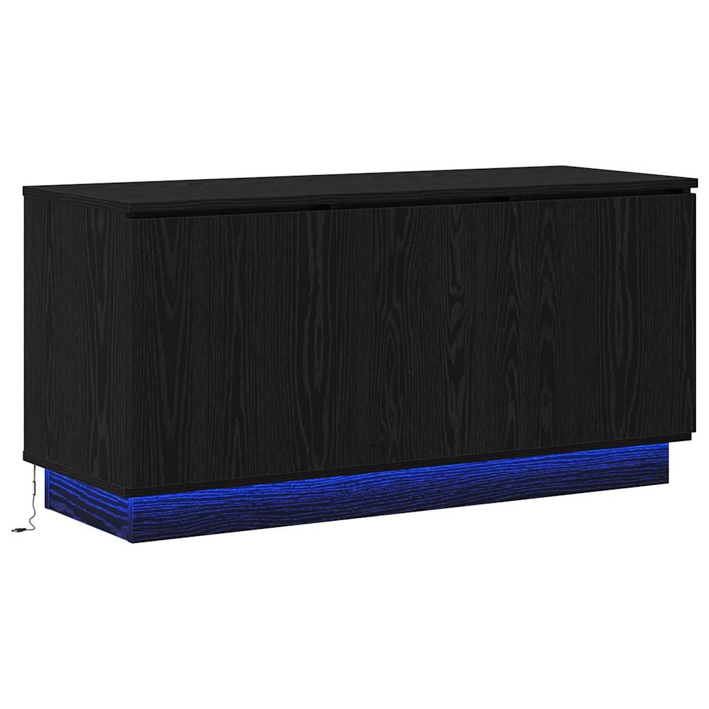 vidaXL Szafka pod telewizor Ze LED Lights Czarny Dąb 100 x 38 x 49 cm