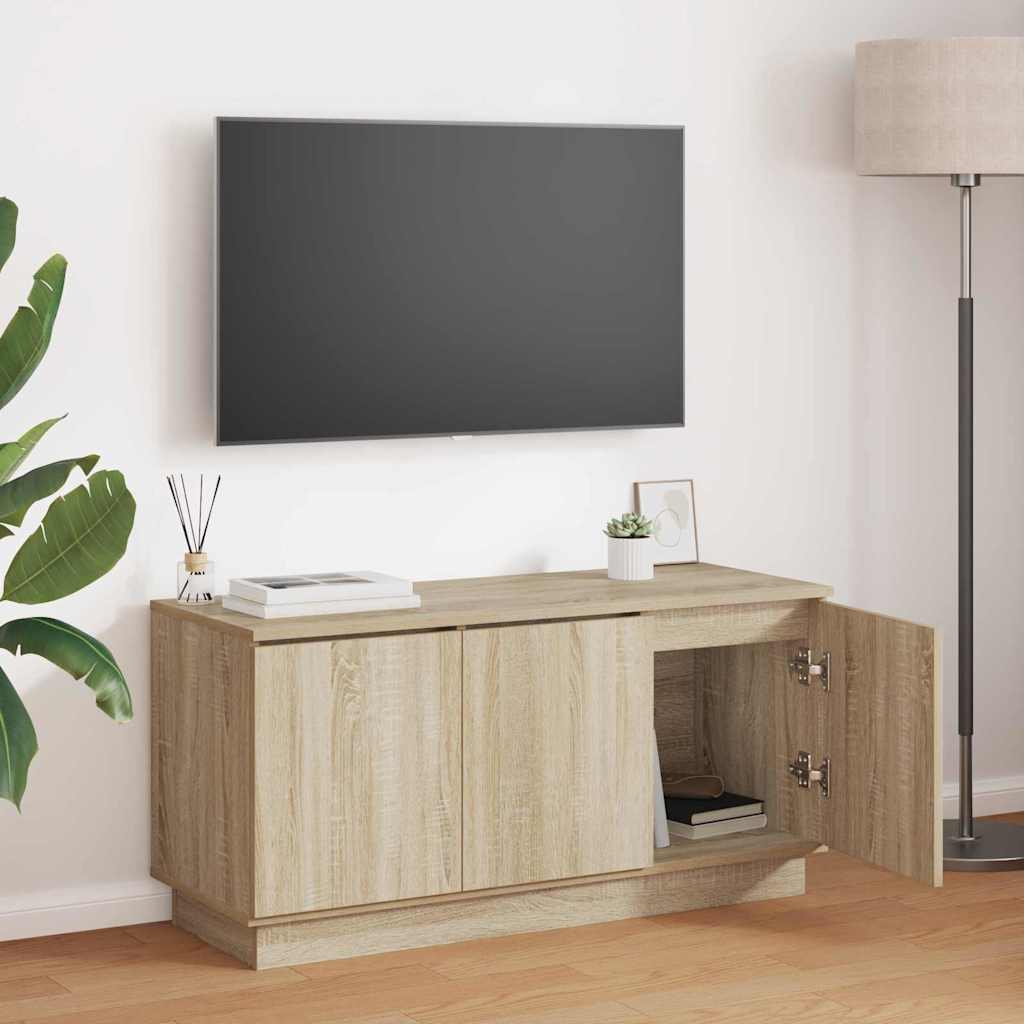 vidaXL Szafka pod telewizor Ze LED Lights Dąb Sonoma 100 x 38 x 49 cm