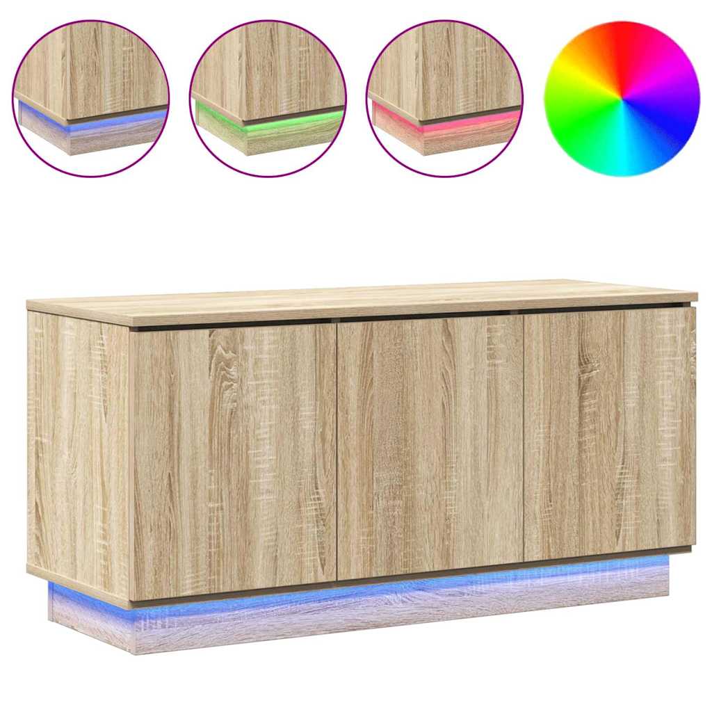 vidaXL Szafka pod telewizor Ze LED Lights Dąb Sonoma 100 x 38 x 49 cm