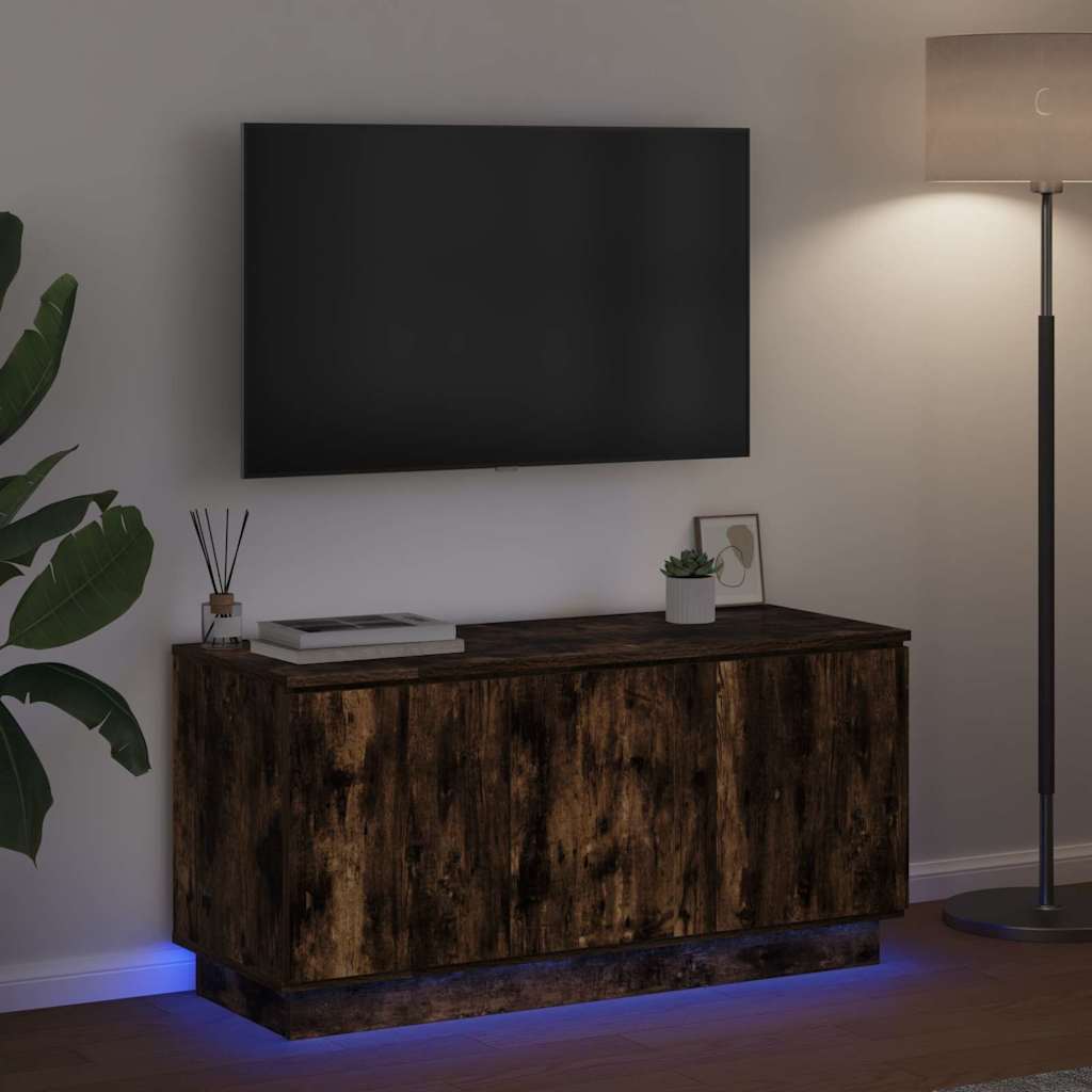 vidaXL Szafka pod telewizor Ze LED Lights Dąb wędzony 100 x 38 x 49 cm