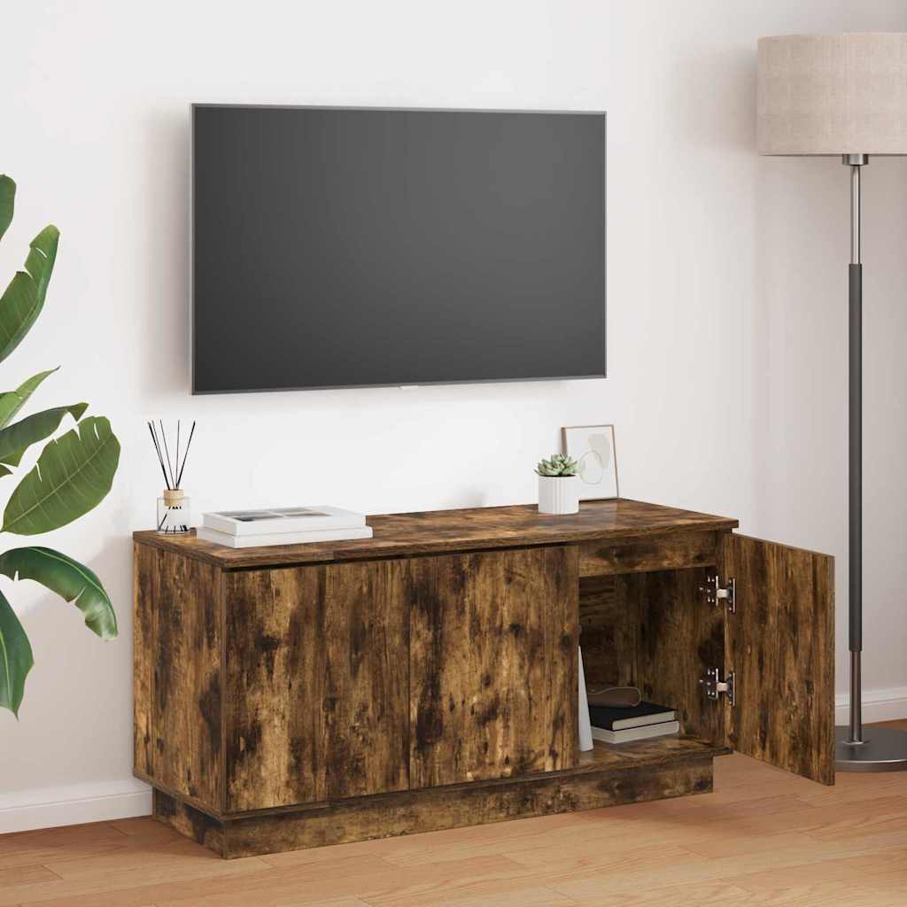 vidaXL Szafka pod telewizor Ze LED Lights Dąb wędzony 100 x 38 x 49 cm