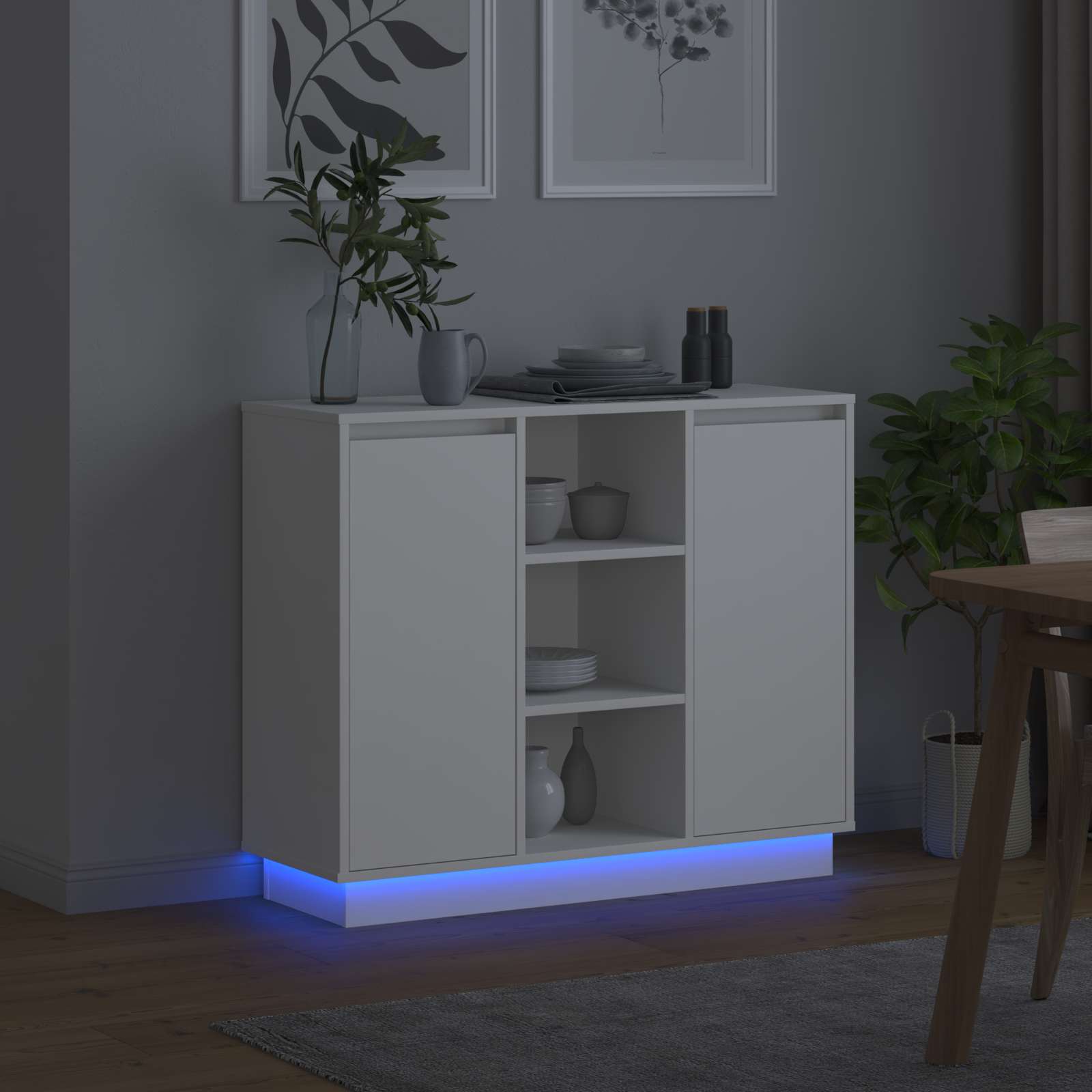 vidaXL Komoda LED Biały 90 x 32 x 75 cm Materiał drewnopochodny