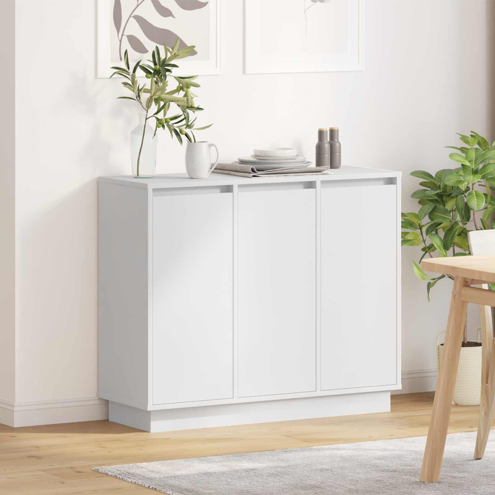 vidaXL Komoda LED Biały 90 x 32 x 75 cm Materiał drewnopochodny