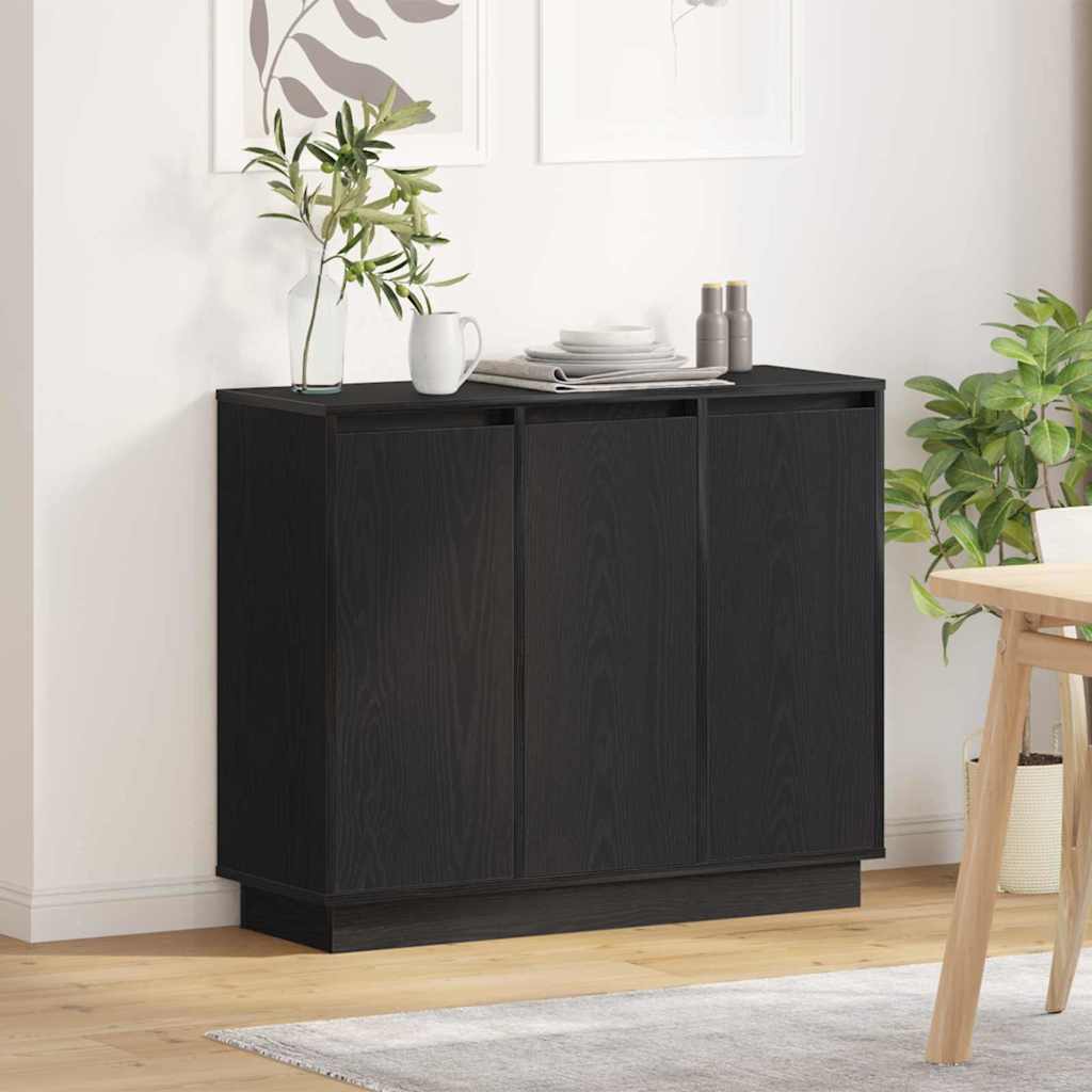 vidaXL Komoda LED Czarny Dąb 90 x 32 x 75 cm Materiał drewnopochodny