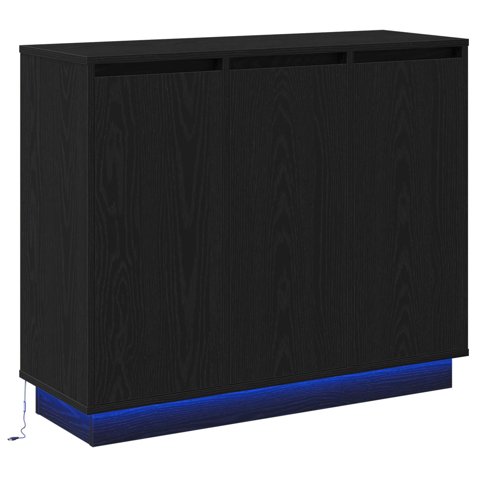 vidaXL Komoda LED Czarny Dąb 90 x 32 x 75 cm Materiał drewnopochodny