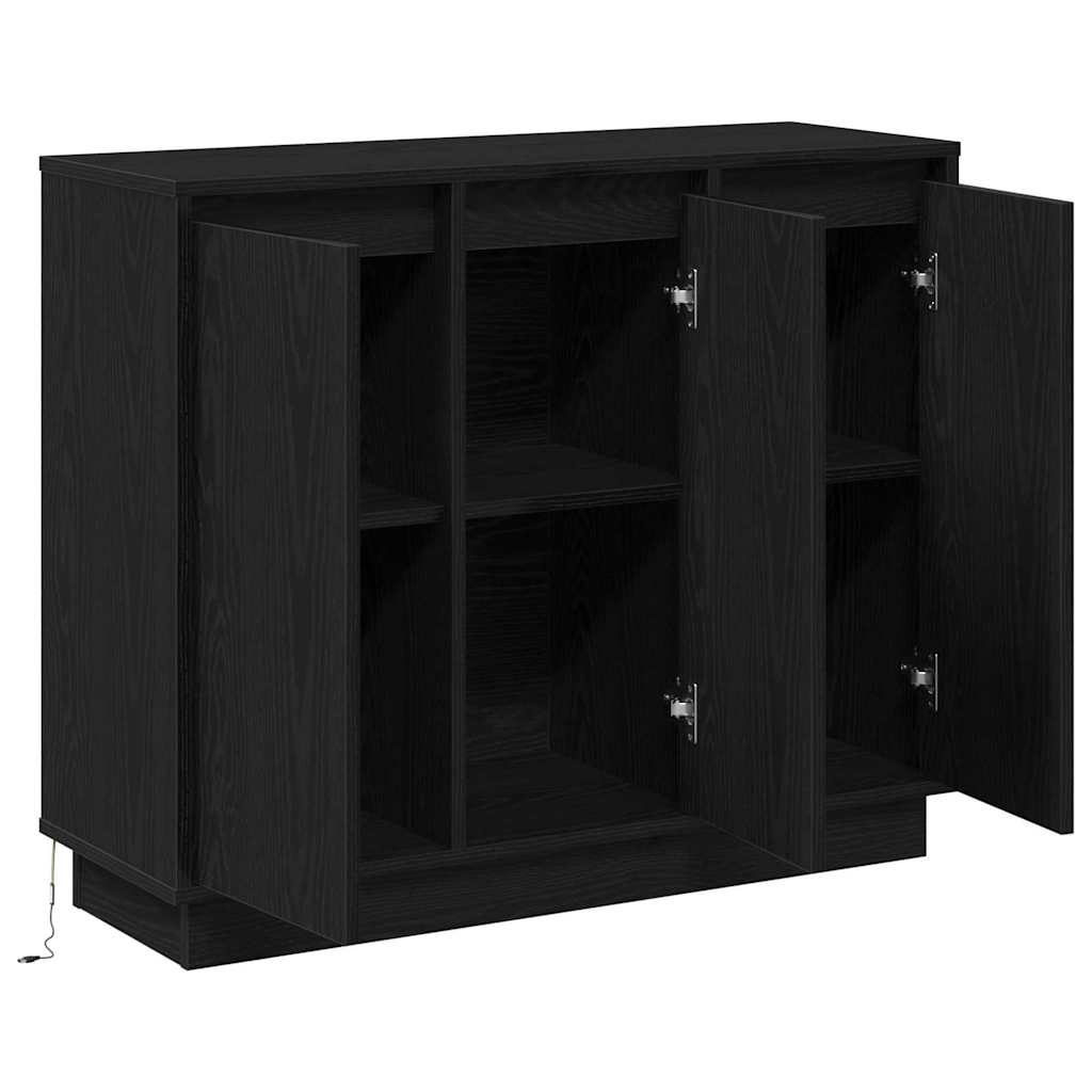vidaXL Komoda LED Czarny Dąb 90 x 32 x 75 cm Materiał drewnopochodny